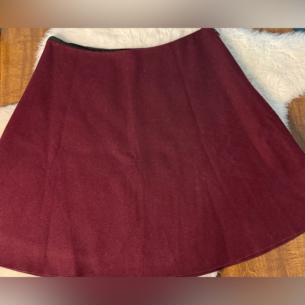 Kenneth Cole Red Wool Skater Skirt